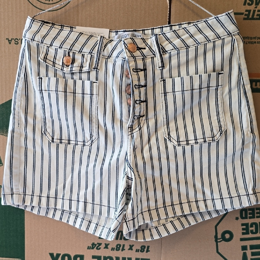 Judy Blue Black and White Jean Shorts High-Waisted